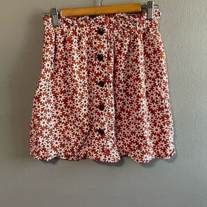 Madewell paperbag waist button down floral print flowy mini skirt. Size X-Small